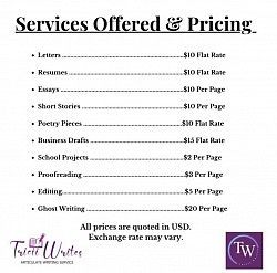 Tricii Writes Pricelist