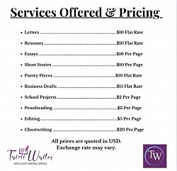 Tricii Writes Pricelist